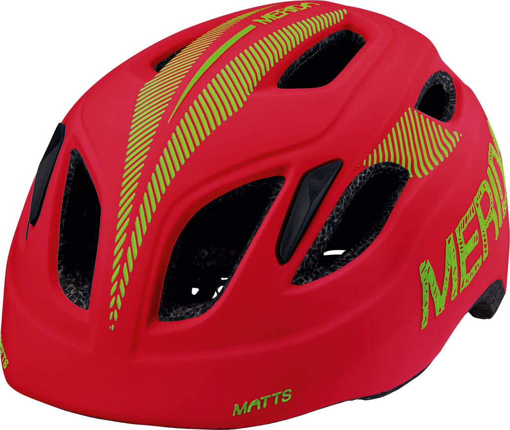 Merida Matts Kids, sykkelhjelm, matt rød/grønn