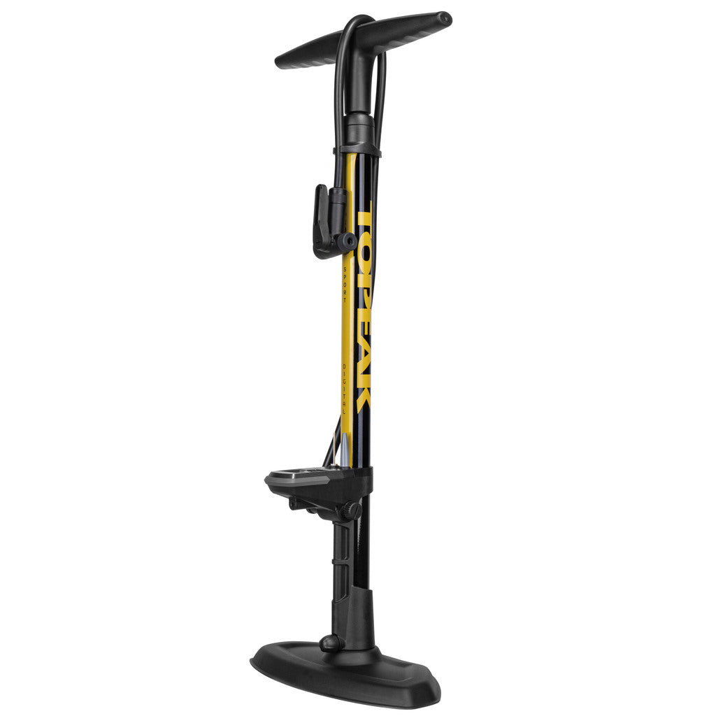 Topeak JoeBlow Sport Digital gulvpumpe – Yellow/Black, 68 cm