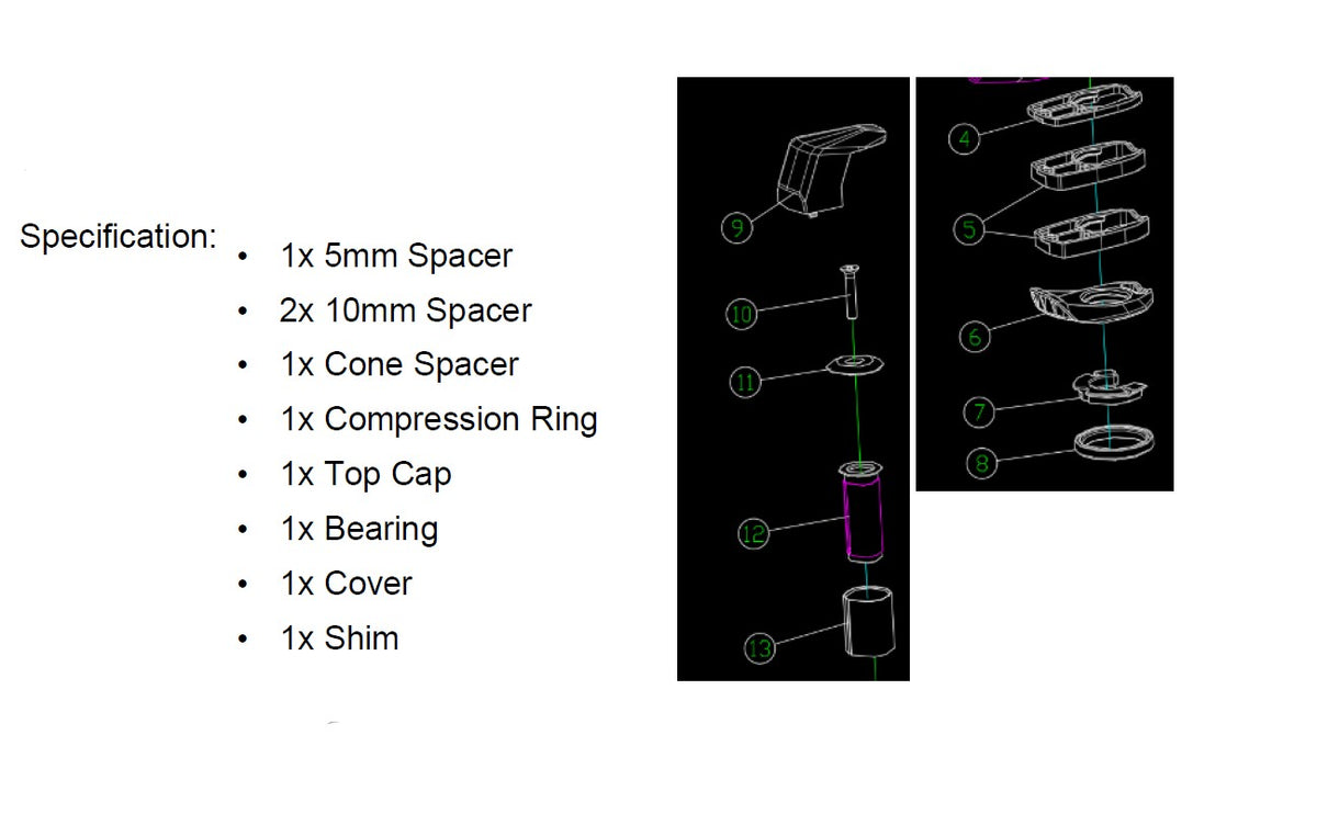 Merida Reacto Team CW 1P Cockpit spacer kit komplett
