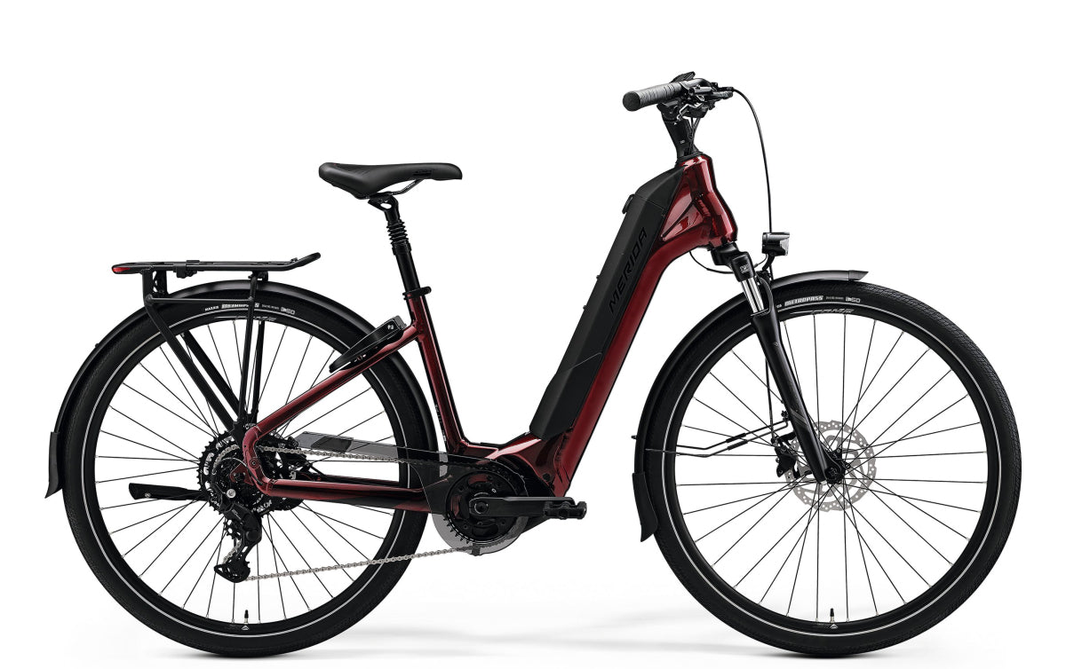 Merida eSpresso City 400 EQ — Burgundy Red/Black (2025)