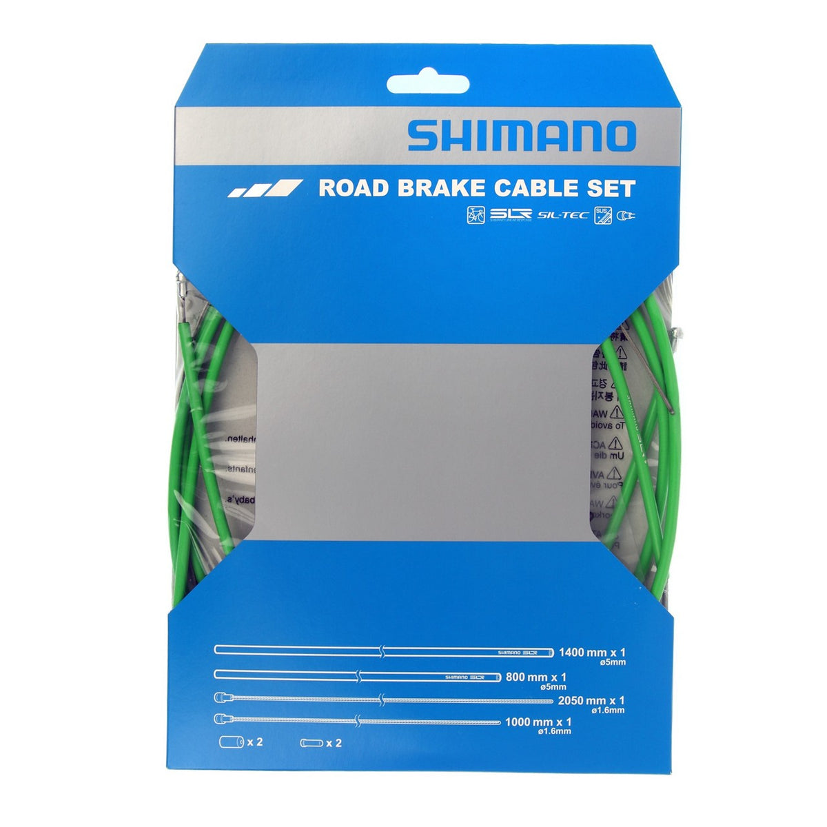 Shimano SIL-TEC-belagt bremsevaier – sett [grønn] – 2 stk. innerendehylser, 2 stk. ytterendehylser